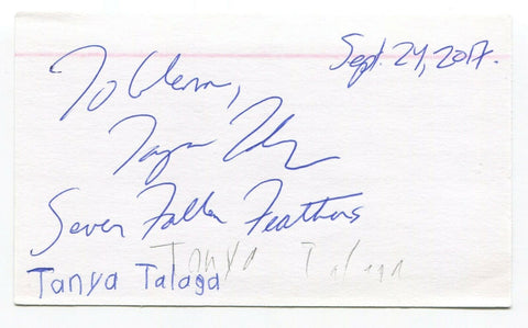 Tanya Talaga Signed 3x5 Index Card Autographed Signature Author Journalist