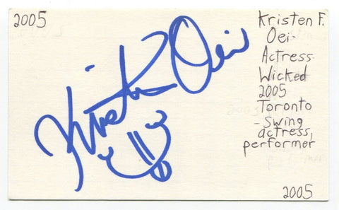 Kristen Faith Oei Signed 3x5 Index Card Autograph Actress Isn't It Romantic