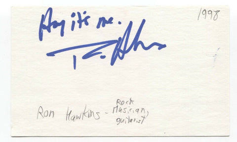 Ron Hawkins Signed 3x5 Index Card Autographed Signature Singer