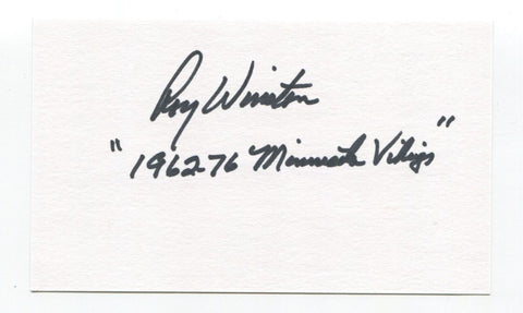 Roy Winston Signed 3x5 Index Card Autographed Football NFL Minnesota Vikings