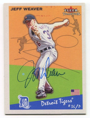 2002 Fleer Tradition Jeff Weaver Signed Card Baseball Autograph AUTO #28