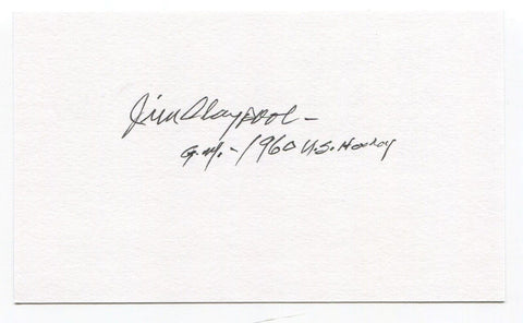 James Jim Claypool Signed 3x5 Index Card Autographed Hockey 1960 Olympic HOF