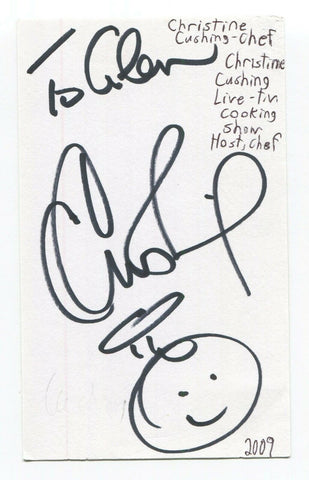 Christine Cushing Signed 3x5 Index Card Autographed Canadian Chef Cooking 