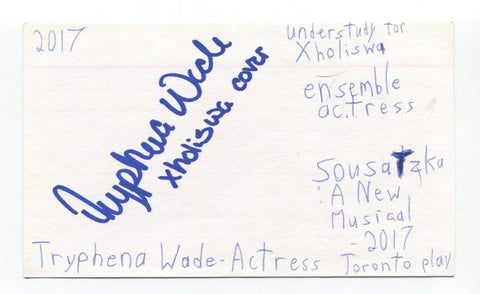 Tryphena Wade Signed 3x5 Index Card Autographed Actress Author