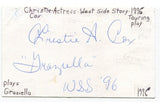 Christie Cox Signed 3x5 Index Card Autographed Actress West Side Story