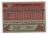 1981 Topps Jeff Reardon Signed Card Baseball Autographed #819