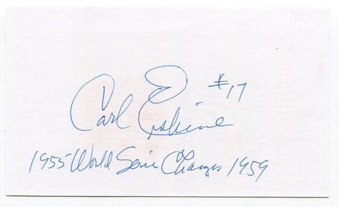 Carl Erskine Signed 3x5 Index Card Autographed MLB Baseball Brooklyn Dodgers