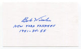 Bob Wiesler Signed 3x5 Index Card Autograph Baseball MLB New York Yankees