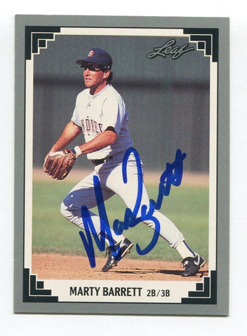 1991 Leaf Marty Barrett Signed Card Baseball MLB Autographed AUTO #474