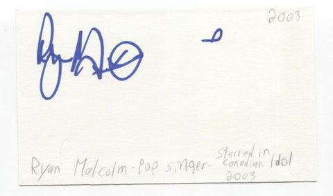 Low Level Flight - Ryan Malcolm Signed 3x5 Index Card Autographed Signature