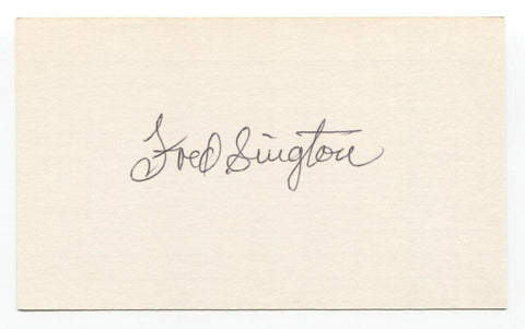 Fred Sington Signed 3x5 Index Card Baseball Autographed Sington