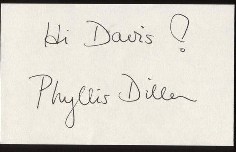 Phyllis Diller Signed Index Card Signature Vintage Autograph AUTO 