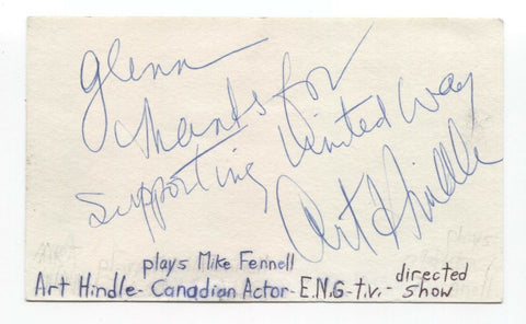 Art Hindle Signed 3x5 Index Card Autographed Signature Actor