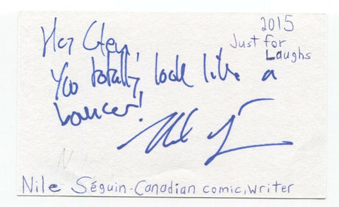 Nile Seguin Signed 3x5 Index Card Autographed Signature Comedian Comic Actor