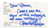 Gina Wilkinson (d.2010) Signed 3x5 Index Card Autograph Actress Street Legal