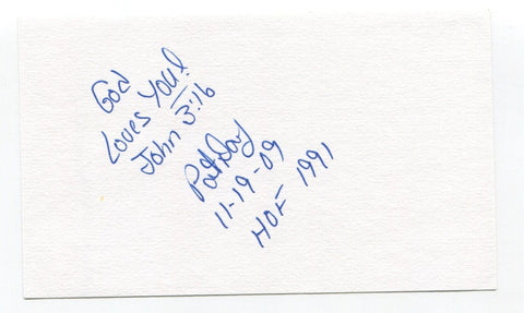 Pat Day Signed Index Card Autographed HOF Horse Racing Jockey