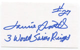 Lonnie Smith Signed 3x5 Index Card Autographed MLB Baseball St Louis Cardinals