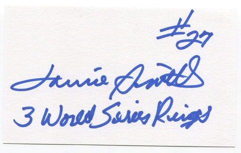 Lonnie Smith Signed 3x5 Index Card Autographed MLB Baseball St Louis Cardinals