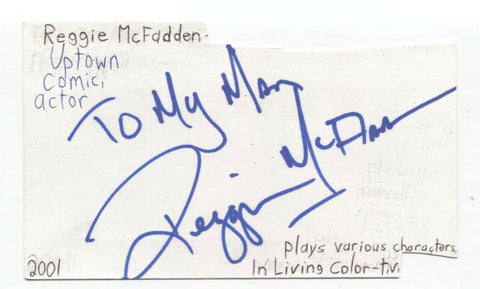 Reggie McFadden Signed 3x5 Index Card Autographed Signature Comedian Actor