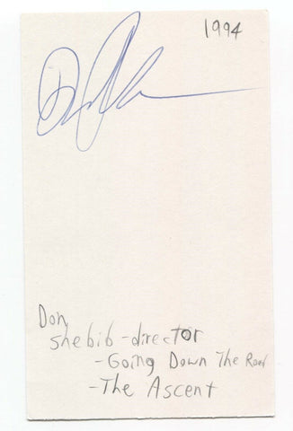 Donald Shebib Signed 3x5 Index Card Don Autographed Directer Goin' Down The Road