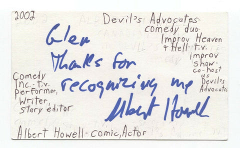 Albert Howell Signed 3x5 Index Card Autographed Signature Comedian Poet Conan