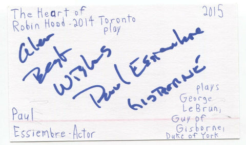 Paul Essiembre Signed 3x5 Index Card Autographed Signature Actor