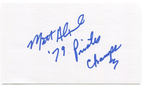 Matt Alexander Signed 3x5 Index Card Autographed Signature Pittsburgh Pirates 