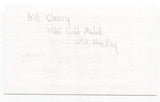Bill Cleary Signed 3x5 Index Card Autographed Hockey 1960 US Olympic Gold Medal