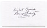 Barney Schultz Signed 3x5 Index Card Autographed MLB Baseball 1964 Cardinals