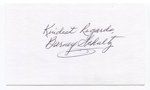 Barney Schultz Signed 3x5 Index Card Autographed MLB Baseball 1964 Cardinals