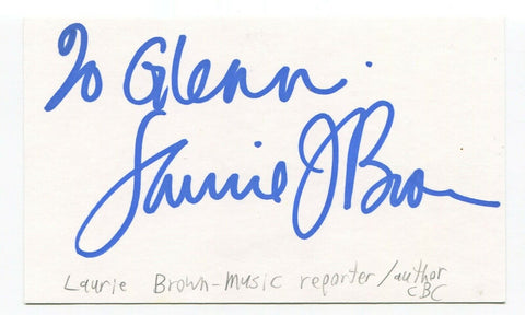 Laurie Brown Signed 3x5 Index Card Autographed Canadian Journalist Author