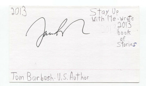 Tom Barbash Signed 3x5 Index Card Autographed Signature Author Writer