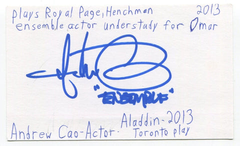 Andrew Cao Signed 3x5 Index Card Autograph Actor Iron Fist