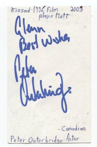 Peter Outerbridge Signed 3x5 Index Card Autograph Signature Actor Orphan Black