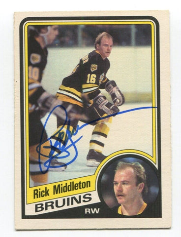 1984 O-Pee-Chee Rick Middleton Signed Card Hockey NHL AUTO #9 Boston Bruins
