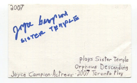 Joyce Campion (d.2014) Signed 3x5 Index Card Autographed Actress Street Legal