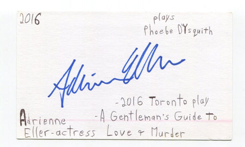 Adrienne Eller Signed 3x5 Index Card Autographed Actress A Gentleman's Guide