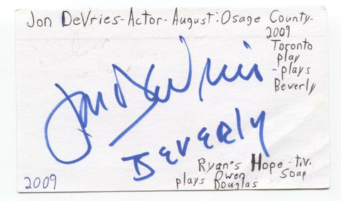 Jon DeVries Signed 3x5 Index Card Autograph Signature Actor Star Trek TNG