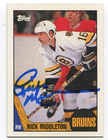 1987 Topps Rick Middleton Signed Card Hockey NHL AUTO #115 Boston Bruins