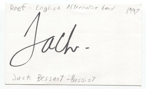 Reef - Jack Bessant Signed 3x5 Index Card Autographed Signature Bassist