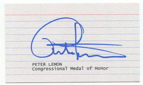 Peter Lemon Signed 3x5 Index Card Autographed Signature Vietnam Medal of Honor