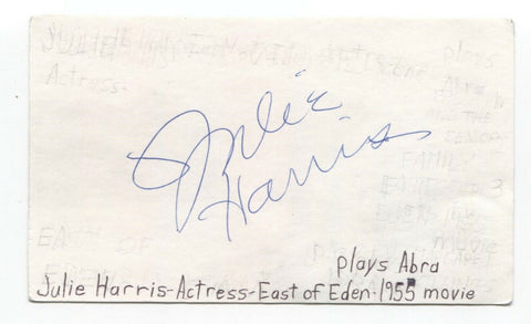 Julie Harris Signed 3x5 Index Card Autograph Signature Actress