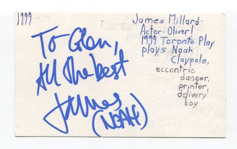 James Millard Signed 3x5 Index Card Autographed Actor The Rebel The Crown