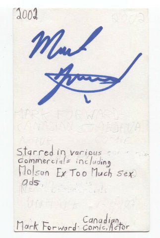 Mark Forward Signed 3x5 Index Card Autographed Signature Comedian Actor Degrassi