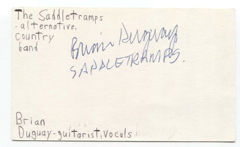 The Saddletramps - Brian Duguay Signed 3x5 Index Card Autographed Signature Band