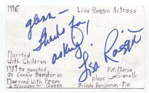 Lisa Raggio Signed 3x5 Index Card Autographed Signature Actress Private Benjamin