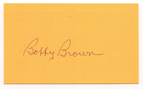 Bobby Brown Signed 3x5 Index Card Autographed MLB Baseball New York Yankees