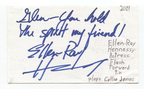 Ellen-Ray Hennessy Signed 3x5 Index Card Autograph Signature Actress Care Bears
