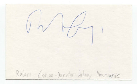 Robert Longo Signed 3x5 Index Card Autograph Signature Painter Sculptor Director