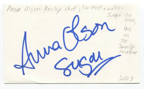 Anna Olsen Signed 3x5 Index Card Autographed Canadian Chef Cooking Host